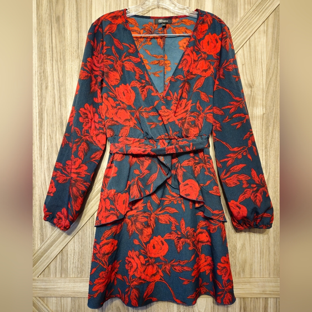 Floral Red and Black Women's Dress